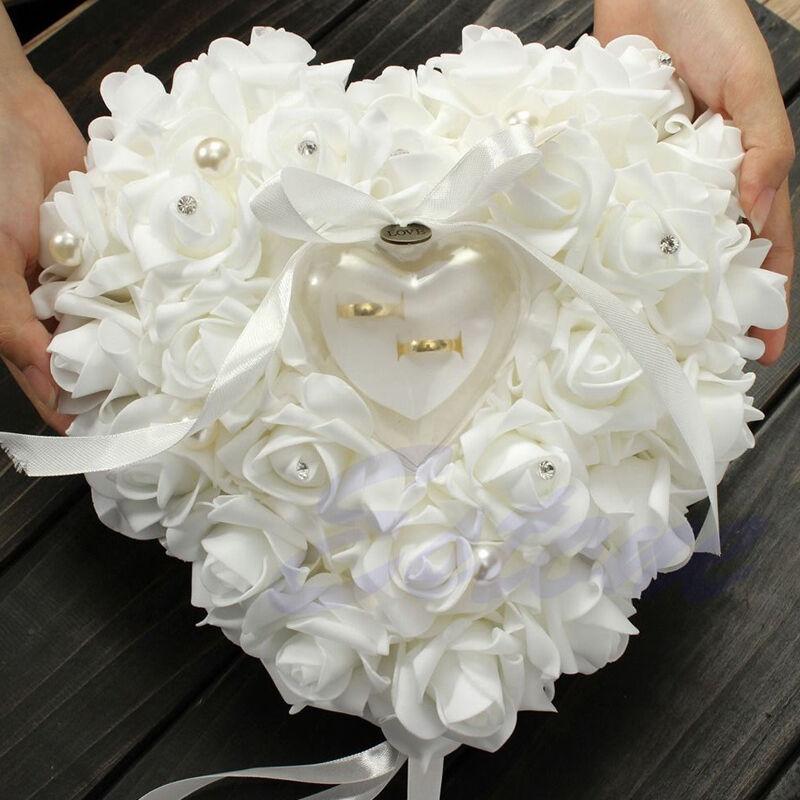 Ring Bearer Pillow - حفل زفاف العاج الساتان كريستال حلقة
