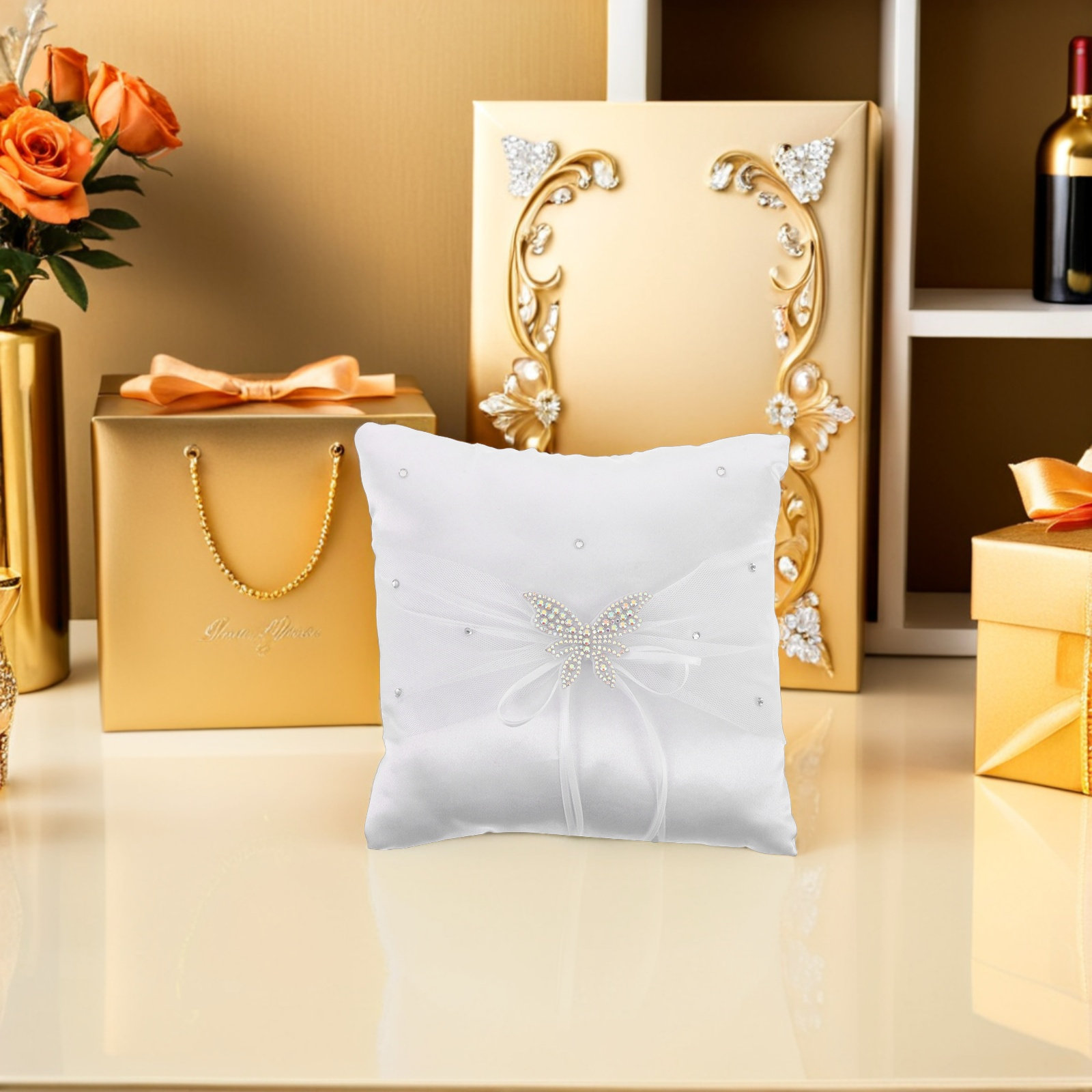وسادة خاتم زفاف من الساتان الأ - مراجعة Ring Bearer Pillow وسعره
