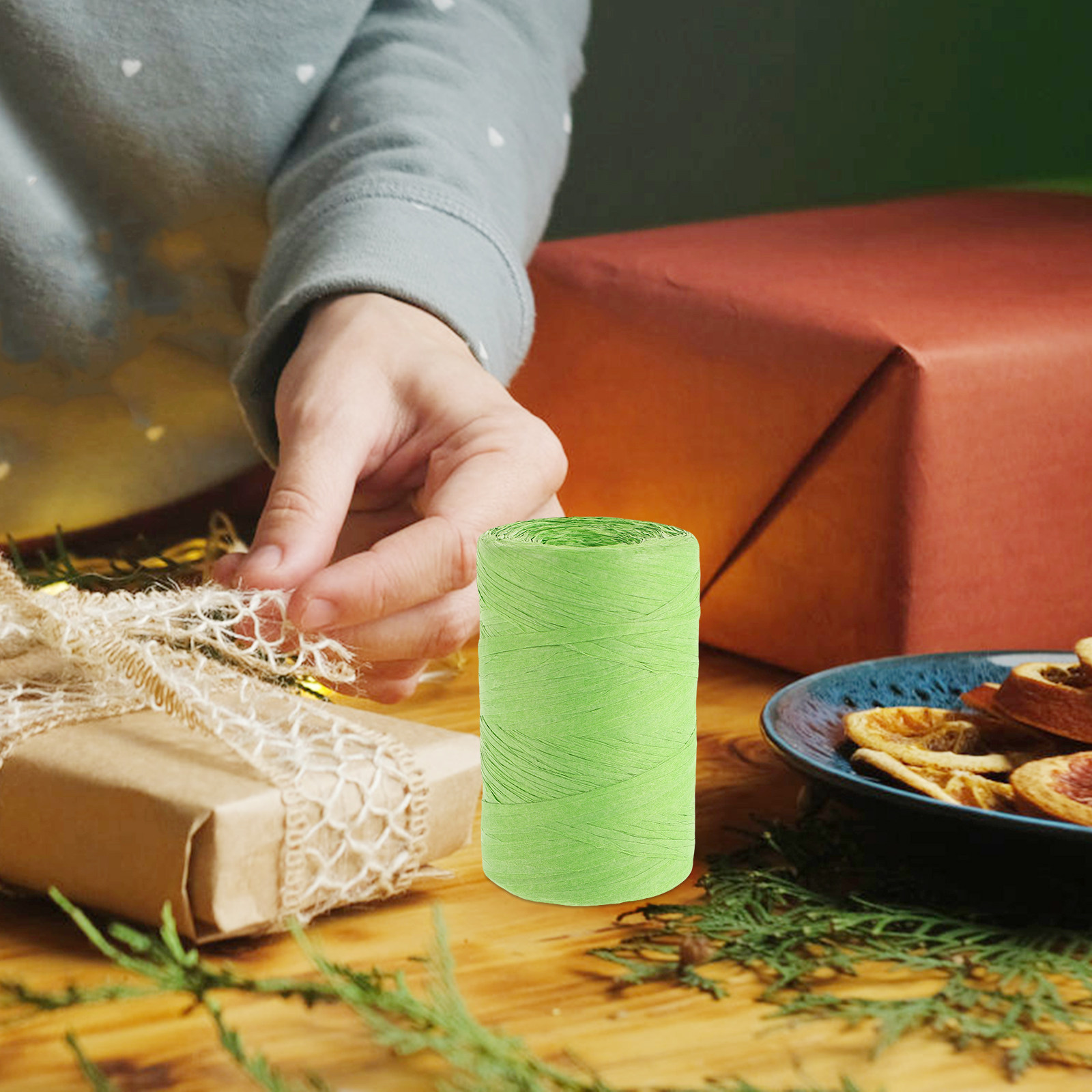 شريط تغليف مسطح من ورق الرافيا - مراجعة Papercraft Supply Ribbon وسعره